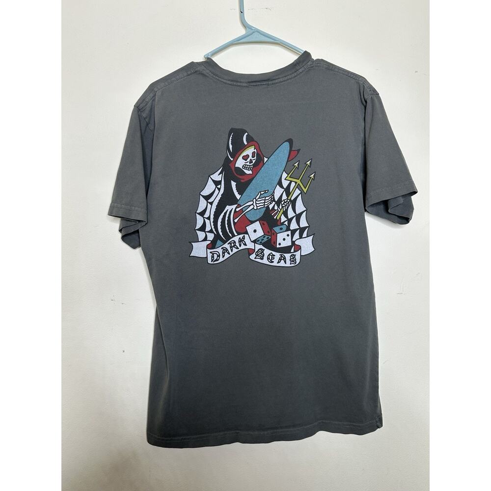Dark Seas Division Size Medium Organic Cotton Gambler Tee Shirt Gray Death